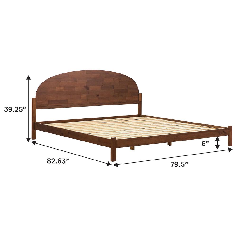 Walker Edison Elias King Platform Bed with Curved Wood Headboard in Cerused White, , large