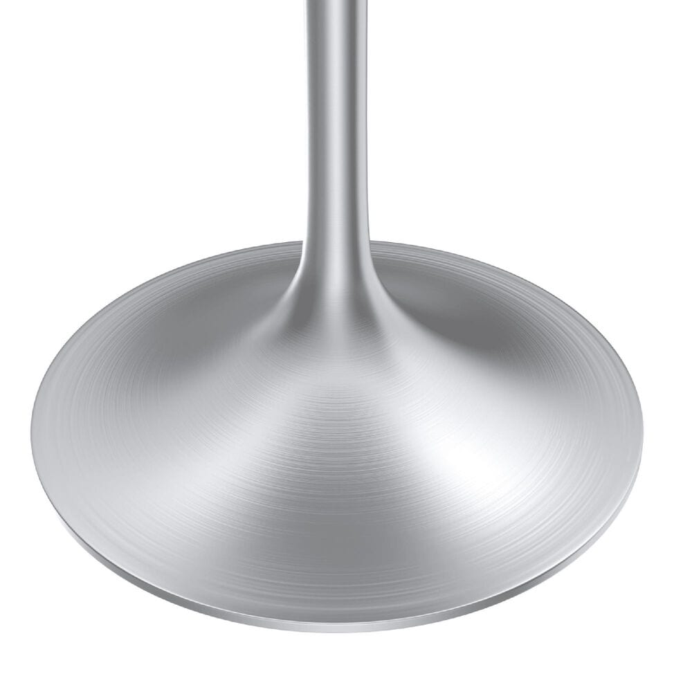 Leisuremod LeisureMod Verve Collection 27 Round Dining Table, Brushed Chrome Base with Light Natural Wood MDF Top, , large