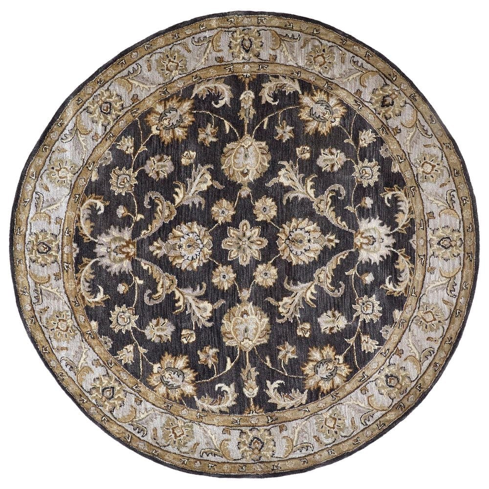 Feizy Eaton 8" Round Charcoal Area Rug, , large