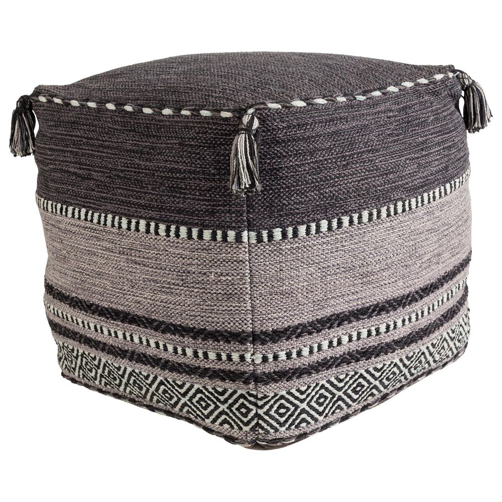 Surya Trenza Pouf in Black/Charcoal, , large