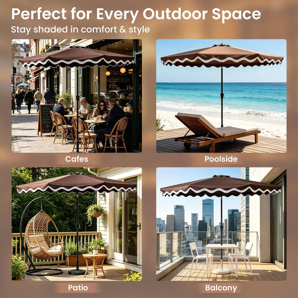 HOMLUX 10' Patio Umbrella in Dark Brown, , large