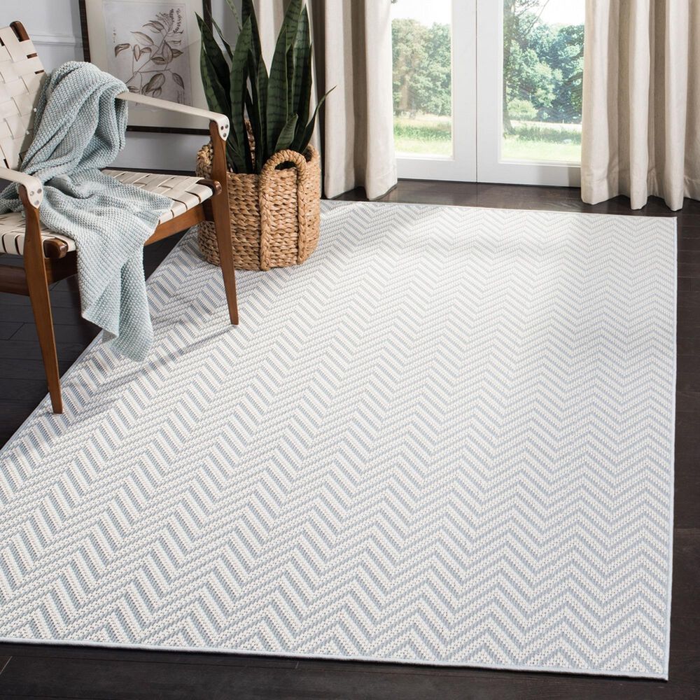 Safavieh Bermuda Chevron 9&#39; x 12&#39; Light Blue and Cream Indoor/Outdoor Area Performance Rug, , large