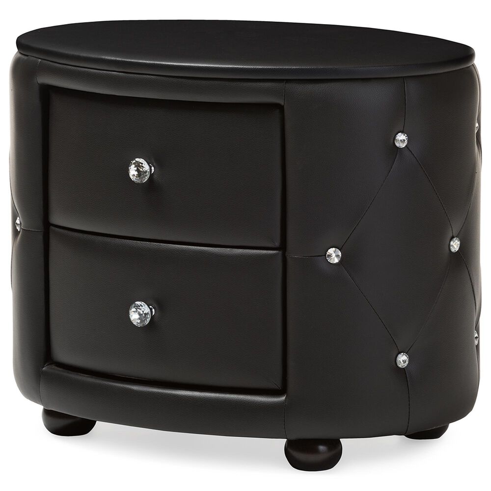 Baxton Studio Davina 2-Drawer Nightstand in Black, , large