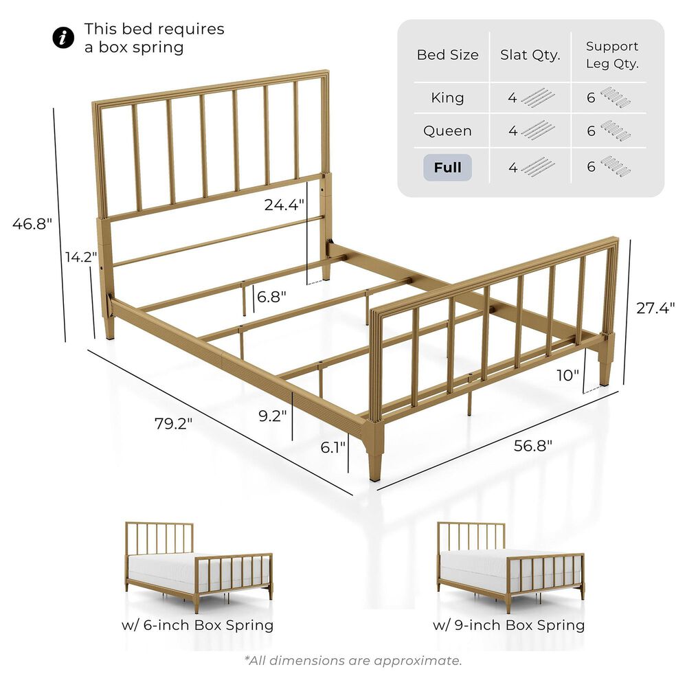 Furniture of America Blair Full Slat Bed in Gold, , large