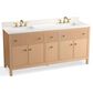 Kohler Malin 72" Double Bathroom Vanity in White Oak with 3 cm White Quartz Top and Rectangular Sinks, , large