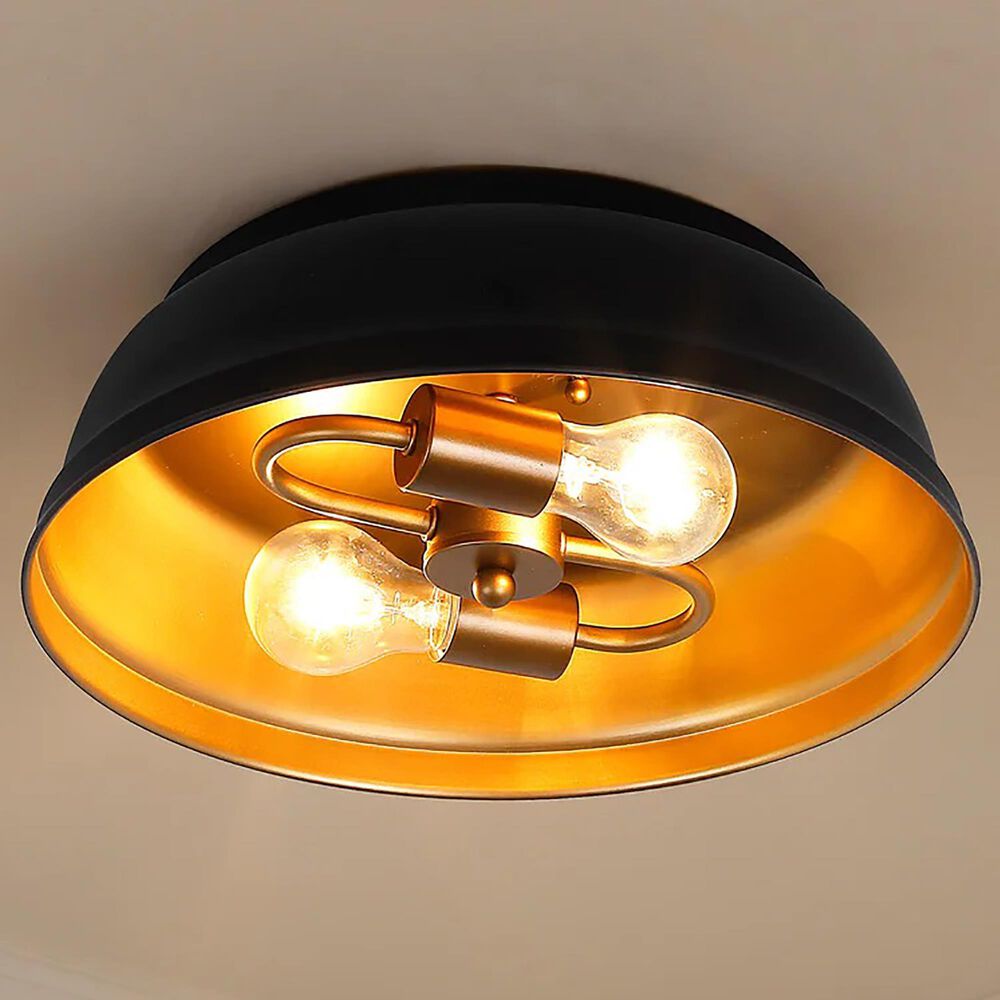 Golden Lighting Rebel 2-Light Flush Mount in Matte Black, , large