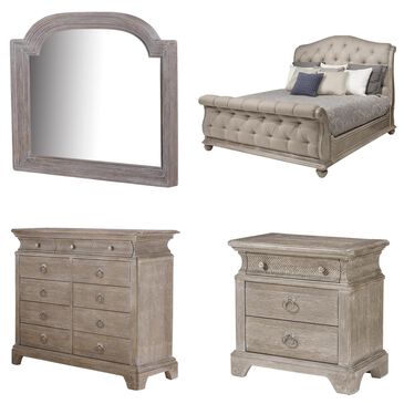 Vantage Summer Creek 4 Piece Queen Bed Set in Scrubbed Oak, , large