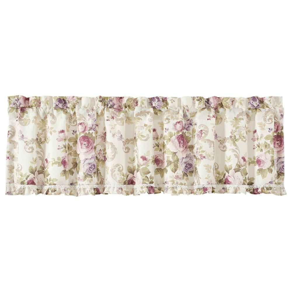 J. Queen New York Chambord 72" x 17" Window Straight Valance in Deep Plum, Lavender, Rose, Taupe and Green, , large