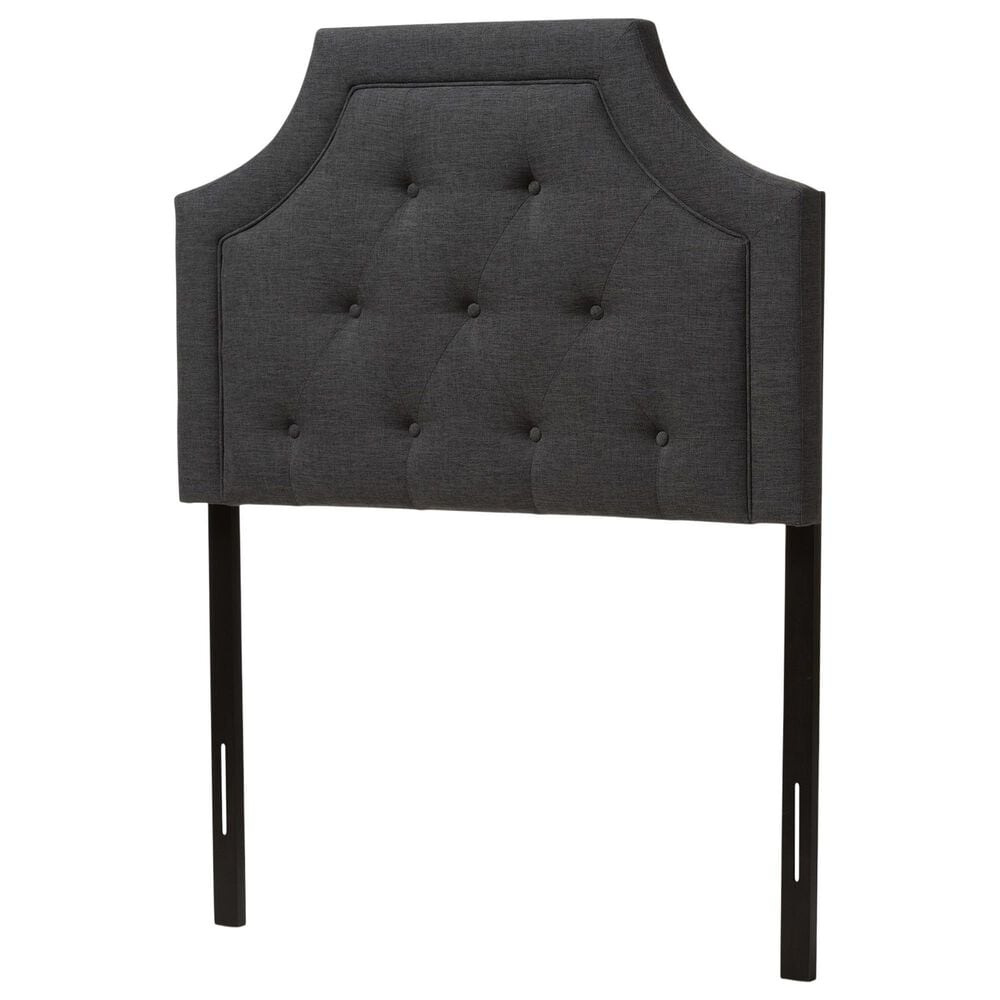 Baxton Studio Mars Twin Upholstered Panel Headboard in Dark Grey, , large
