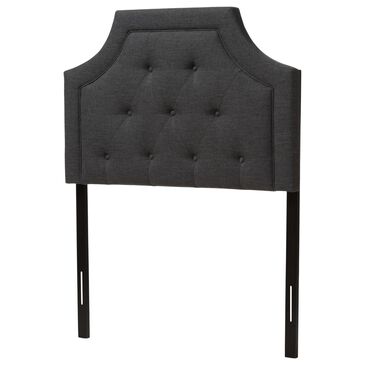 Baxton Studio Mars Twin Upholstered Panel Headboard in Dark Grey, , large