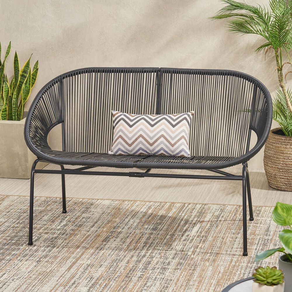 Hearth and Haven Condessa Outdoor Loveseat in Black, , large
