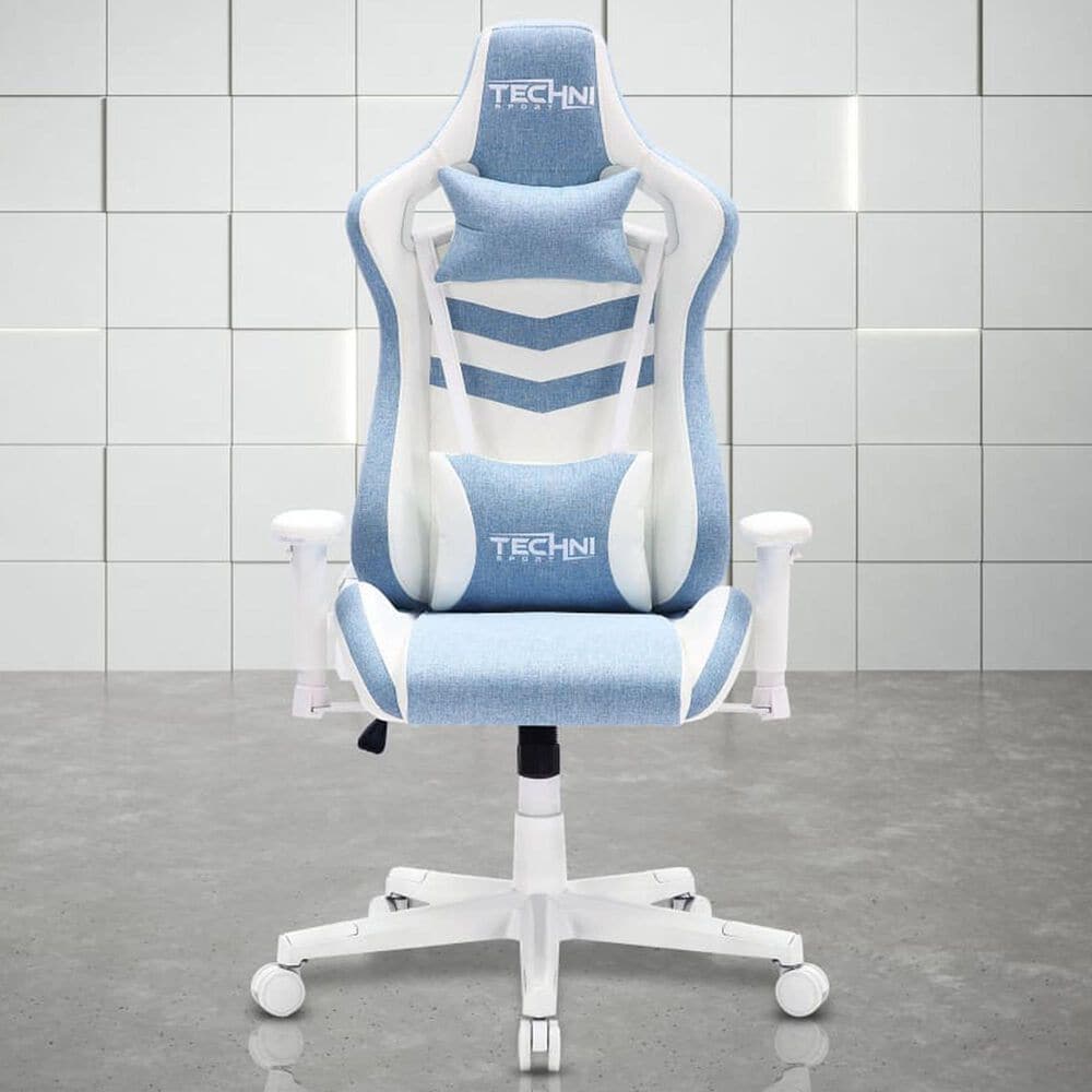 Techni Sport Pastel Gaming Chair in Blue and White, , large