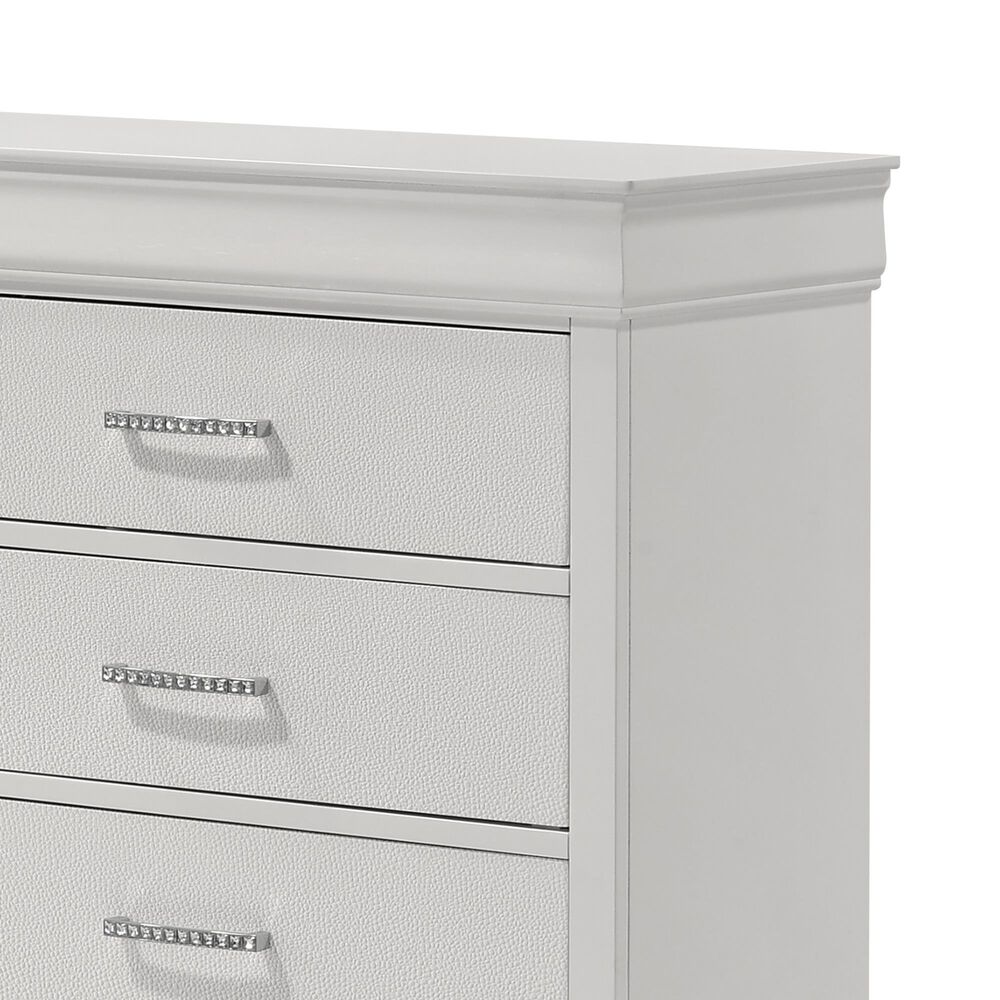 Crown Mark Amalia 5-Piece King Bedroom Set in White, , large