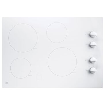 GE Appliances 30" Built-In Knob Control Electric Cooktop in White, , large