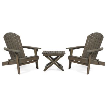 Noble House Malibu 3-Piece Patio Chat Set with Rectangle Side Table in Grey, , large