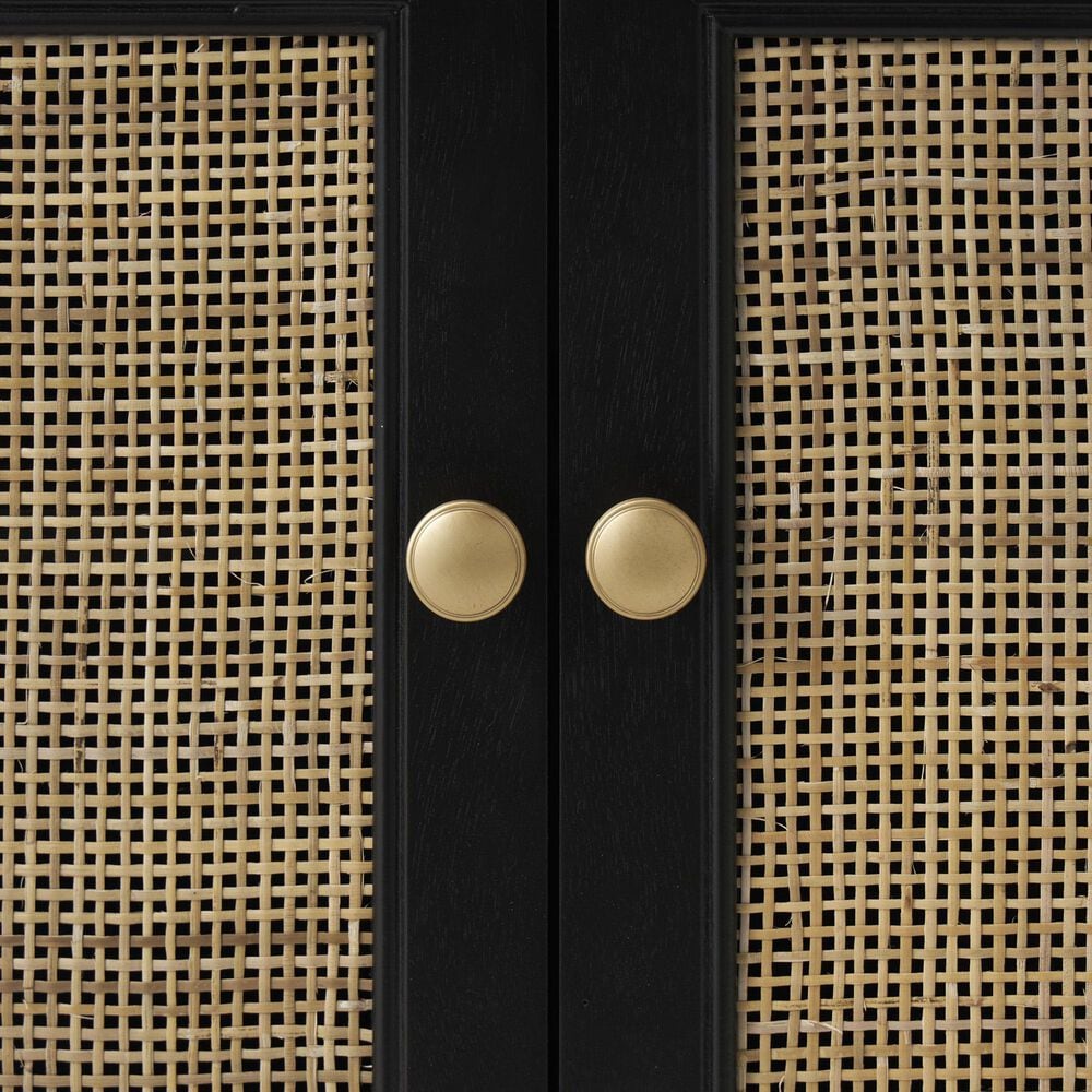 Maple and Jade 2-Drawer Room Cabinet with Rattan Front in Black and Cream, , large