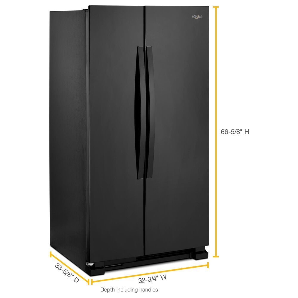 Whirlpool 22 Cu. Ft. Side-by-Side Refrigerator with Hidden Hinges in Black, , large