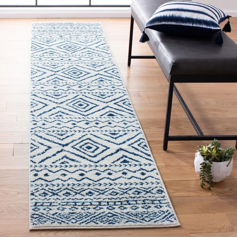 Safavieh Tulum Transitional  2&#39; x 9&#39; Ivory and Navy Runner, , large