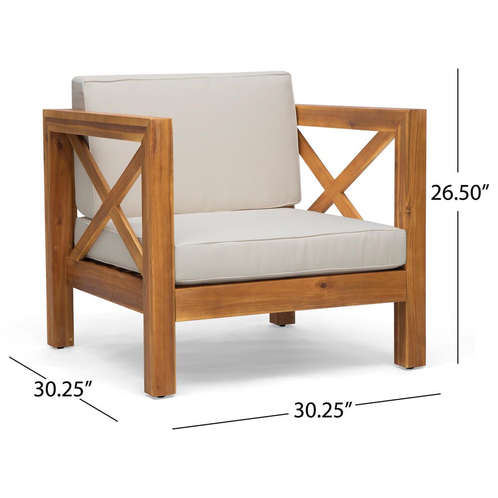 Hearth and Haven Brava Outdoor Club Chair with Cross-Back Design in Beige, , large