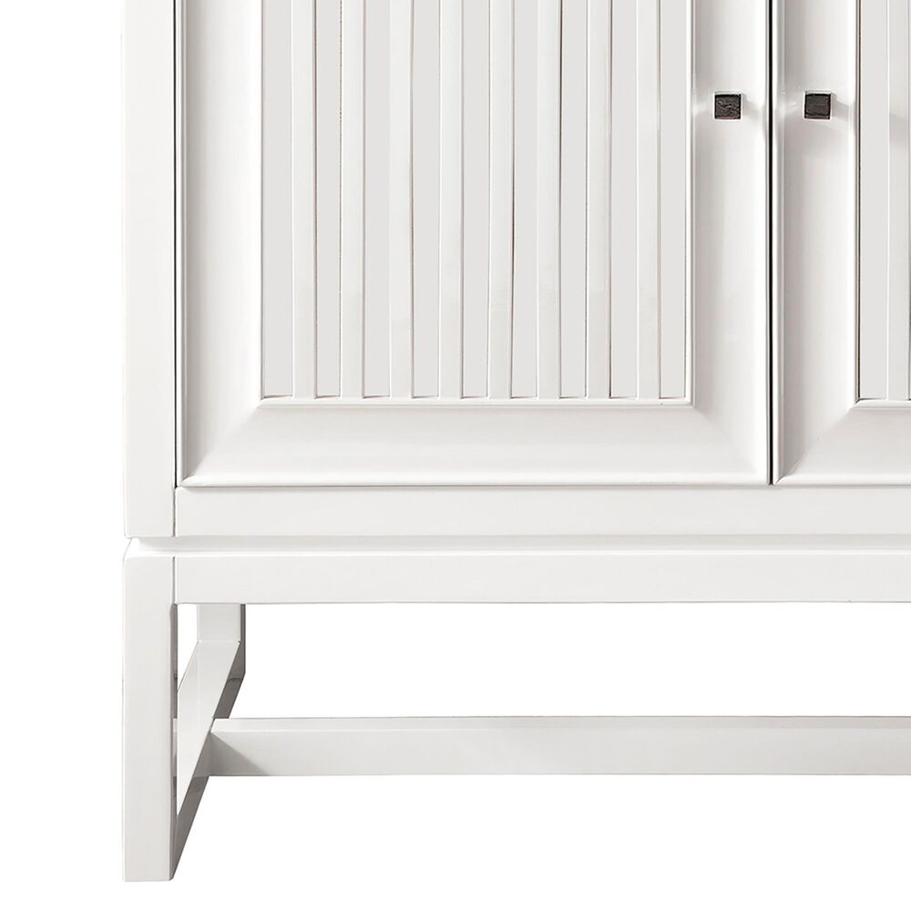 James Martin Vanities Athens 30&quot; Single Bathroom Vanity in Glossy White with 3 cm Carrara White Marble Top and Rectangular Sink, , large