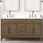 Lexora Home Laurel 60" Double Bathroom Vanity in Grey Oak with White Quartz Top and Rectangular Sinks, , large