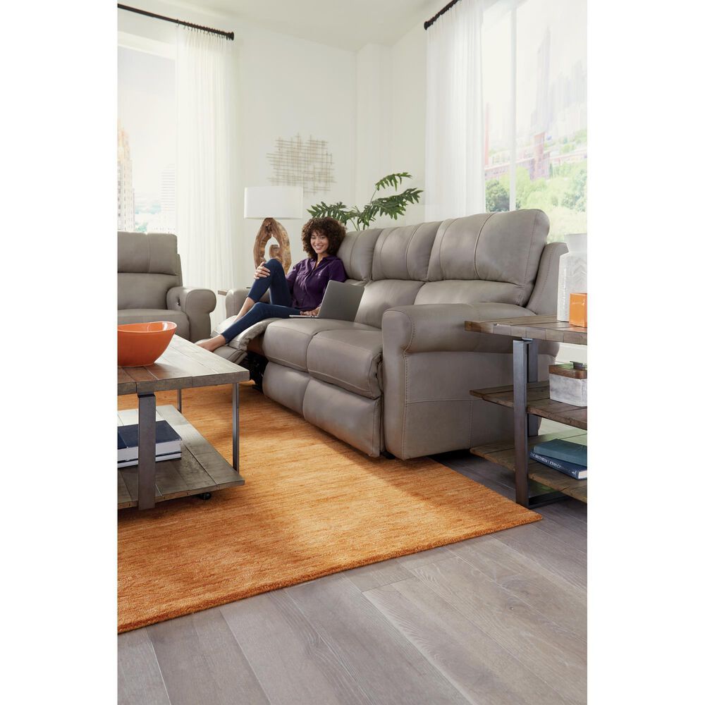 Catnapper Torretta Leather Power Lay Flat Reclining Sofa in Putty, , large