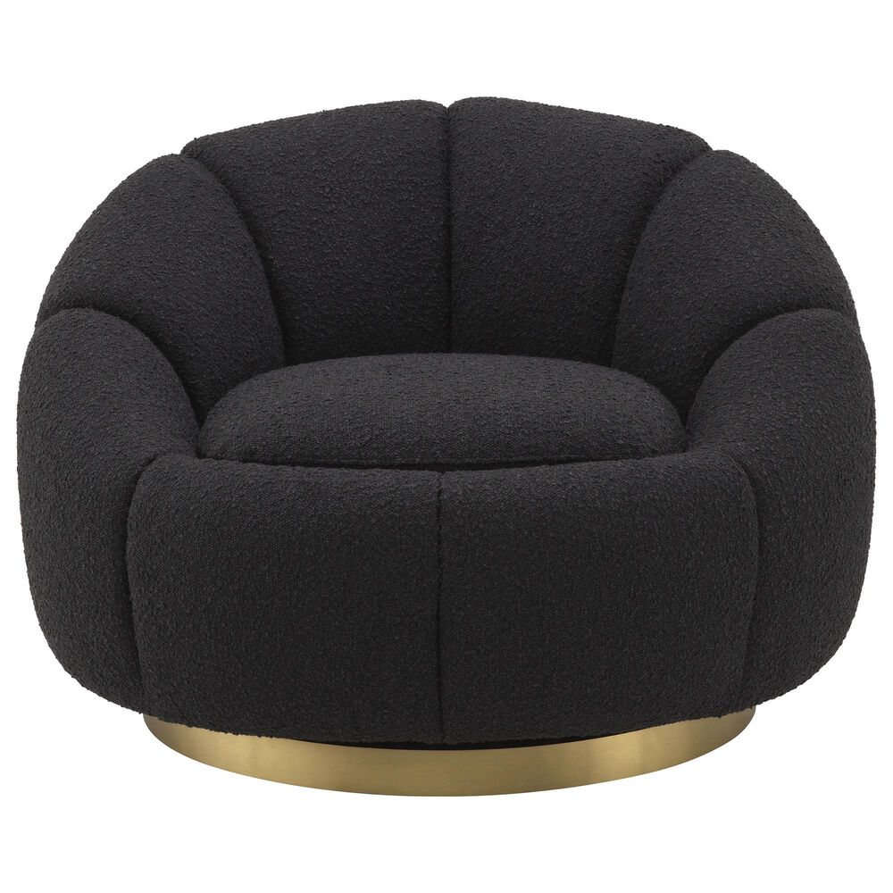 Eichholtz Inger Swivel Chair in Boucle Black, , large