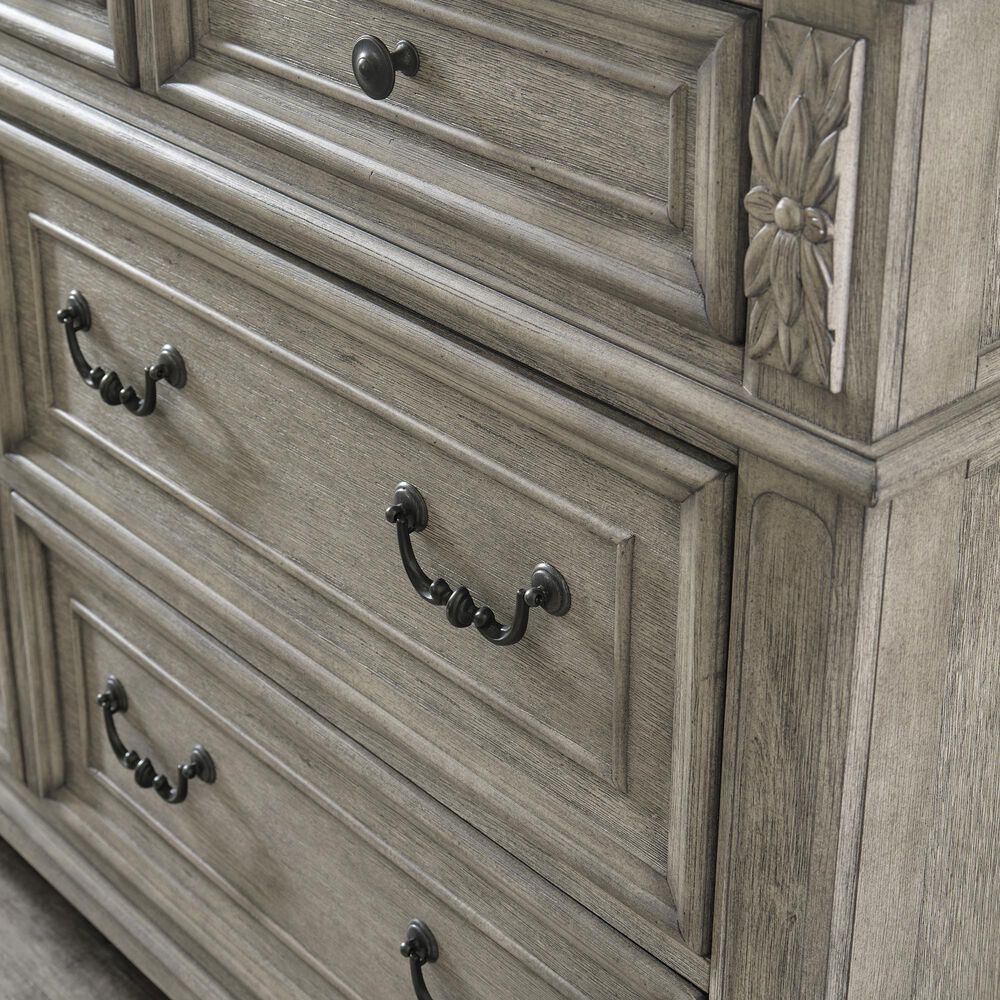 Ashley Lodenbay 7 Drawer Dresser with Mirror in Antiqued Gray and Walnut Brown, , large