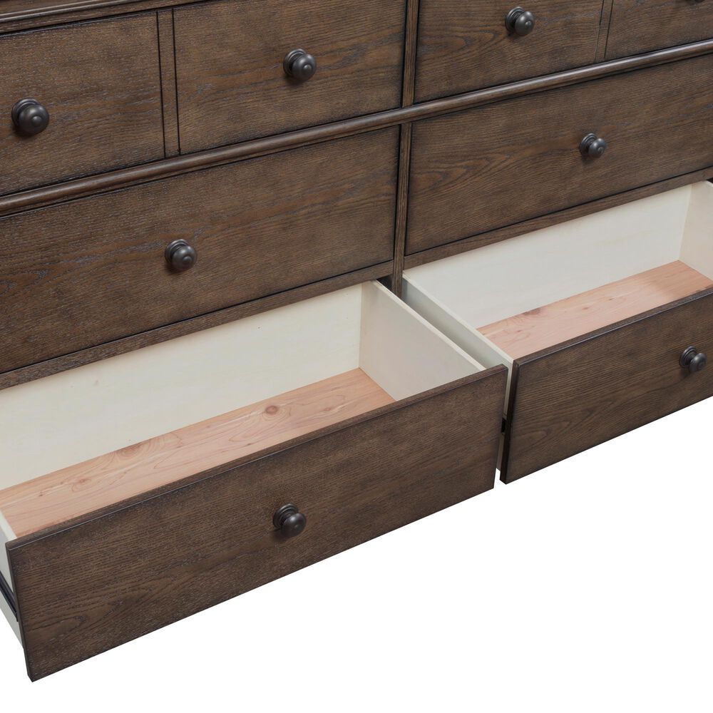 Riva Ridge Oxford 6-Drawer Dresser with Mirror in Cocoa, , large