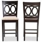 Baxton Studio Lenoir Counter Height Pub Chair with Sand Cushion in Espresso Brown (Set of 2), , large