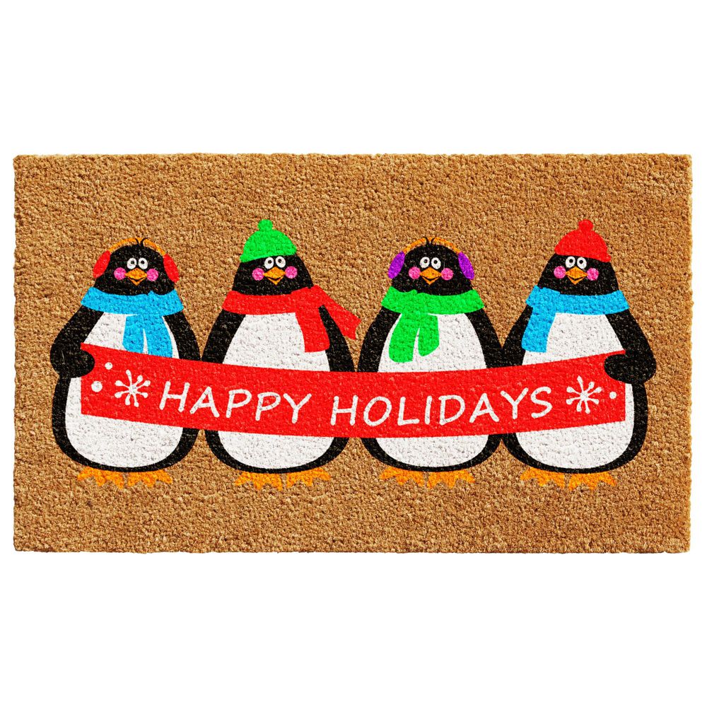 Callaway Holiday Penguins 1"5" x 2"5" Multicolor Door Mat, , large