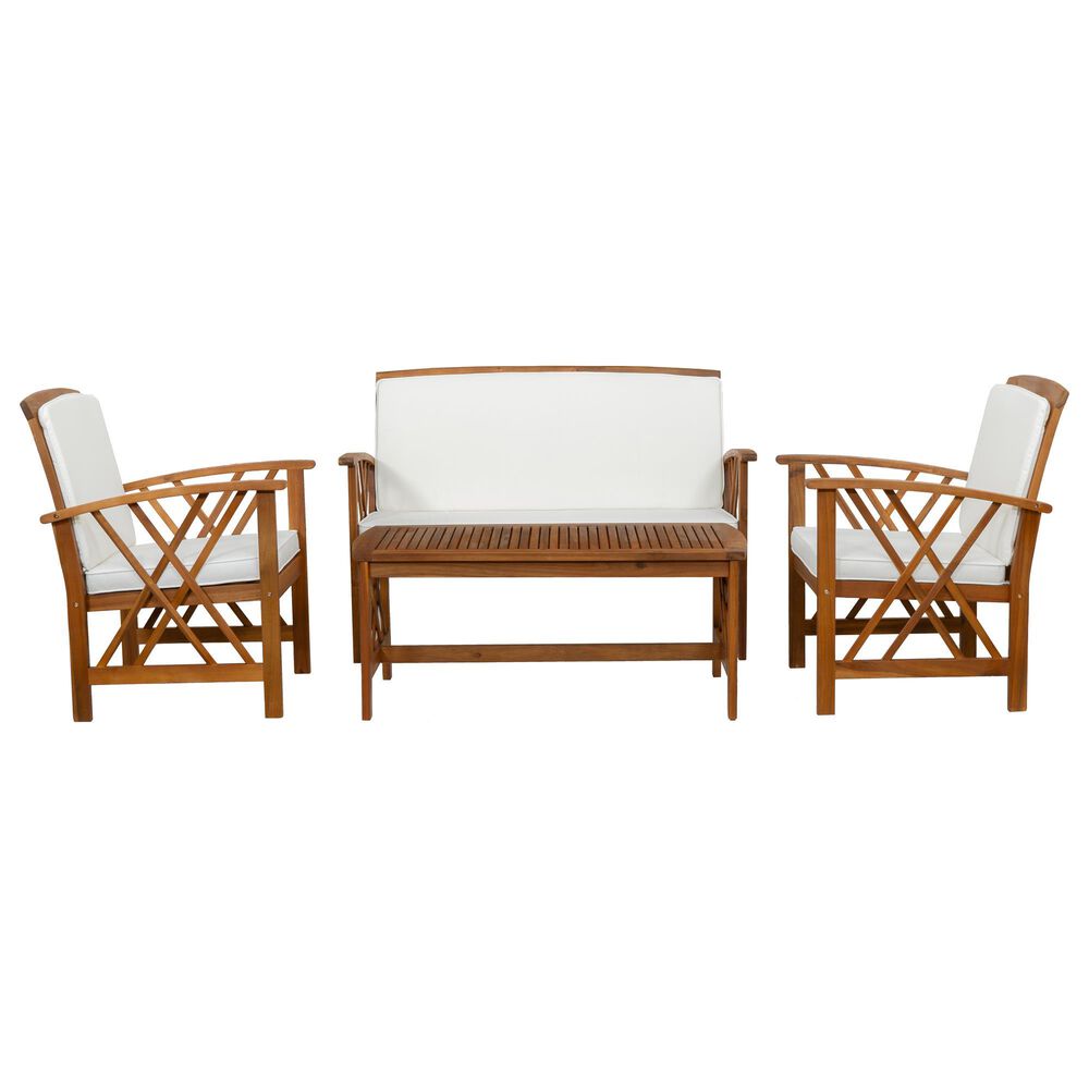 Linon Home Decor Jubil 4-Piece Outdoor Conversation Set in Brown, , large