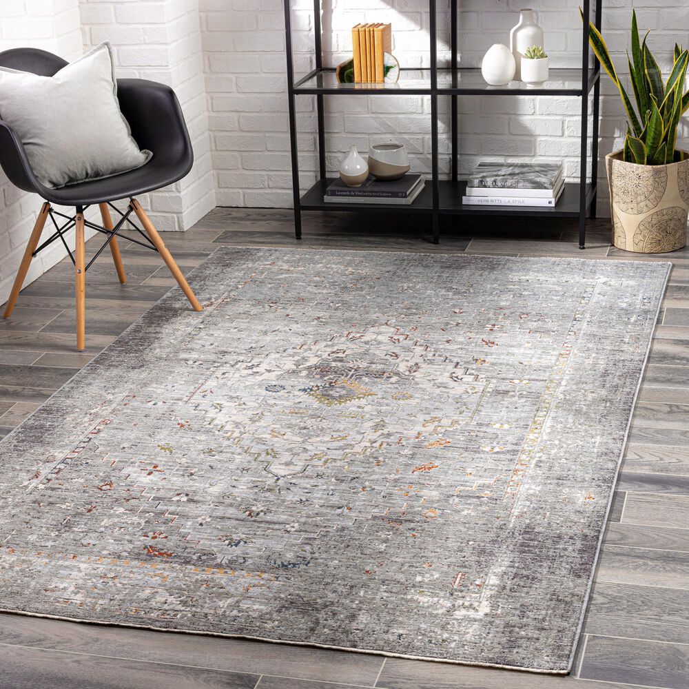Surya Presidential PDT-2311 Dusty Sage, Gray, Charcoal, Ivory, Wheat, Ice Blue, Blue, Light Olive, Saffron and Orange 11&#39;6&quot; x 15&#39;6&quot; Area Rug, , large