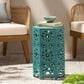 Hearth and Haven Eliana 12" Outdoor Hexagon Metal Side Table with Sunburst Cut Out Design in Teal, , large