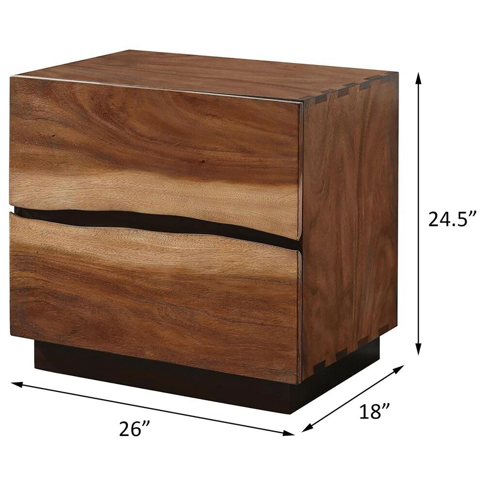 Hearth and Haven 2-Drawer Nightstand in Smokey Walnut and Coffee Bean, , large