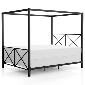 Furniture of America Rosadale Queen X-Cross Canopy Bed in Black, , large