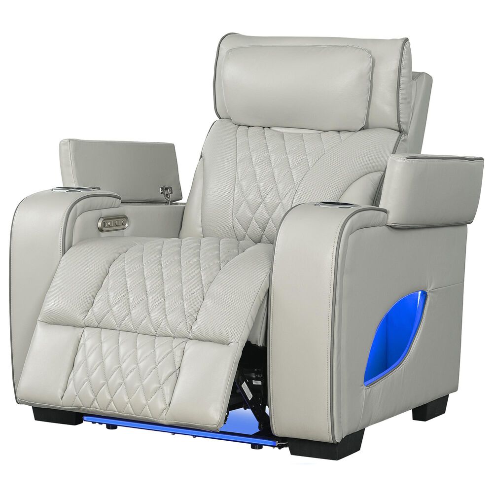 Titanic Furniture All Star Power Recliner with Power Headrest in Gray, , large