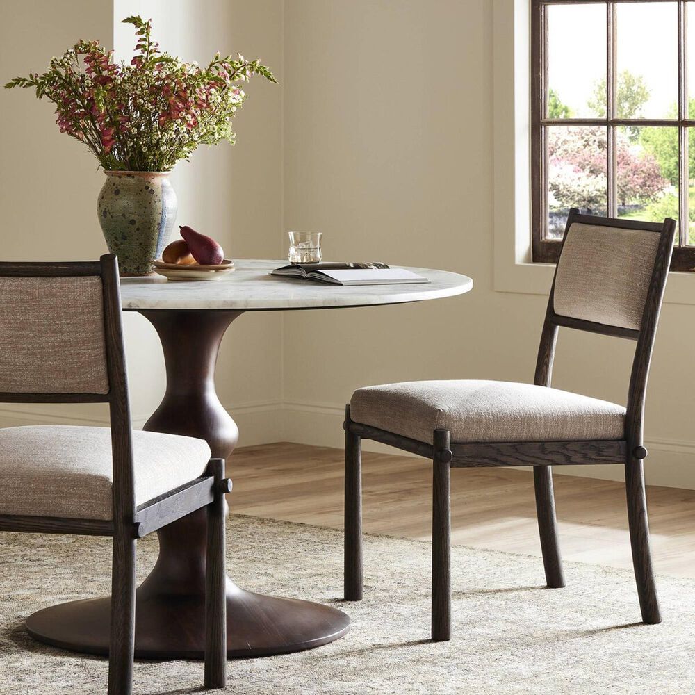Four Hands Akiro Dining Side Chair with Laken Stone Fabric in Warm Oak, , large