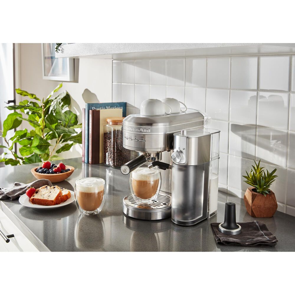 KitchenAid 47 Oz Semi-Automatic Espresso Machine in Brushed Stainless Steel, , large