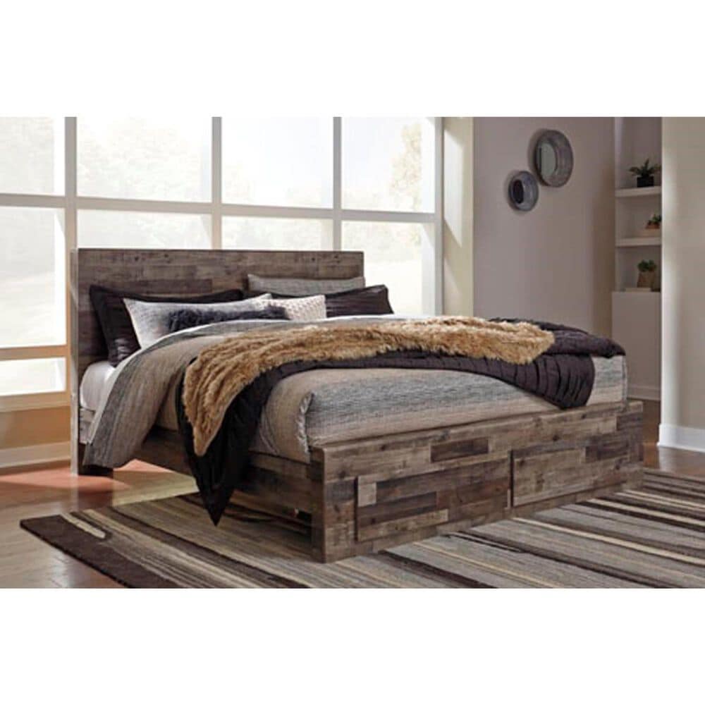 Signature Design by Ashley Derekson King Storage Bed in Two Tone Walnut and Gray, , large