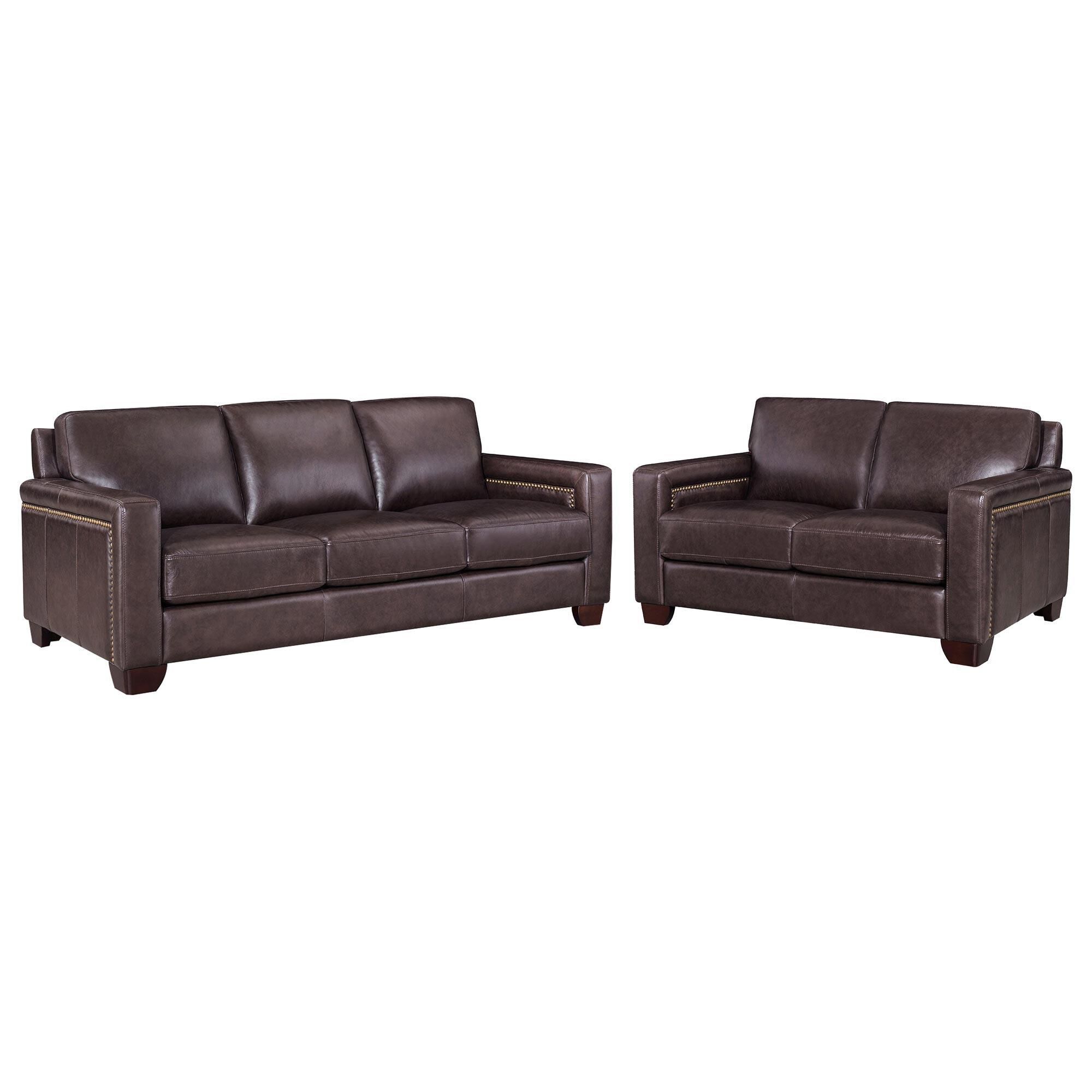 Hydeline Alice Stationary Sofa and Loveseat Set in Manchester Brown