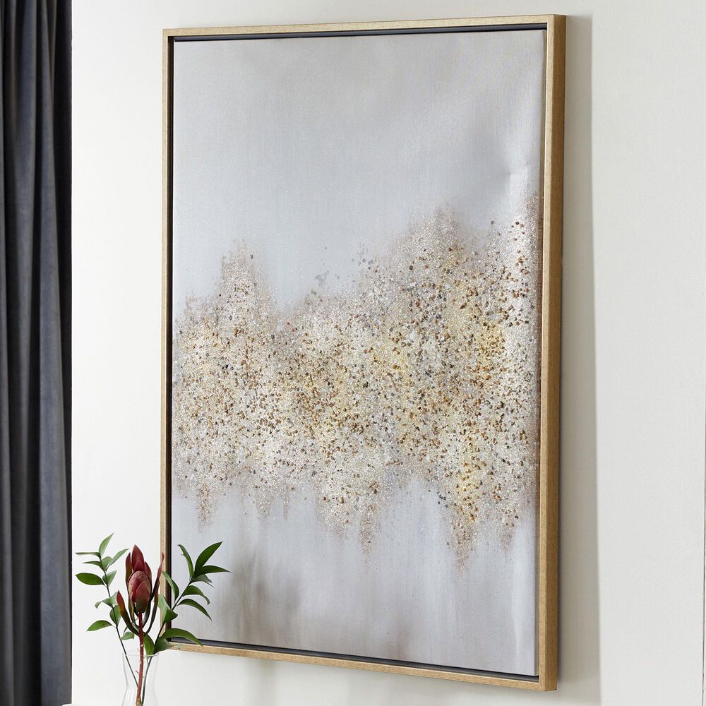 CosmoLiving by Cosmopolitan 40&quot; x 30&quot; Abstract Wall Art in Silver, White, Gold and Gray, , large