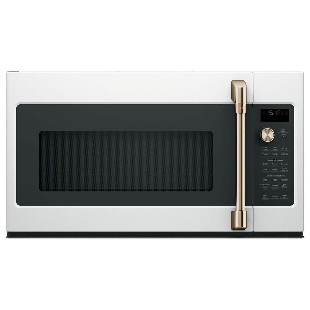 Cafe 2-Piece Kitchen Package with 30&quot; Slide-In Gas Range and 1.7 Cu. Ft. Microwave Oven in Matte White, , large