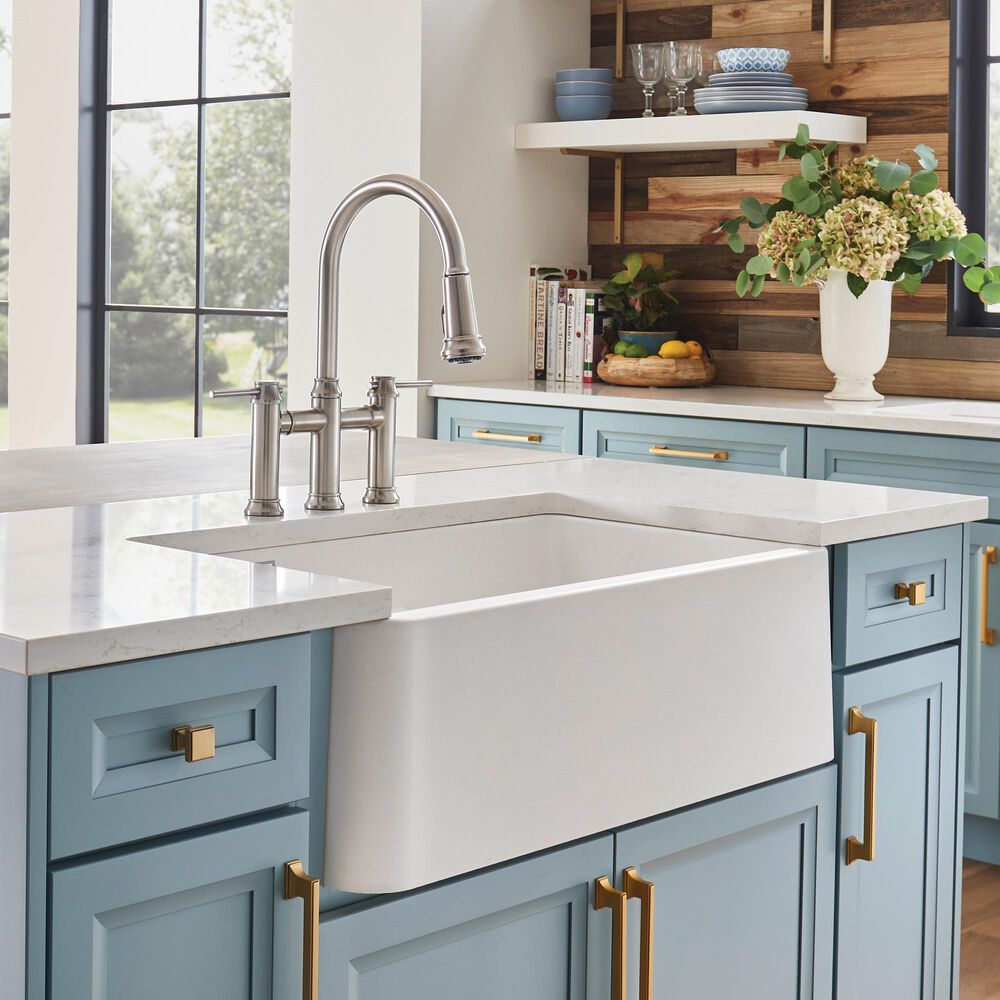 Blanco Ikon 33&quot; Apron Double Bowl Farmhouse Sink with Low Divide in White, , large