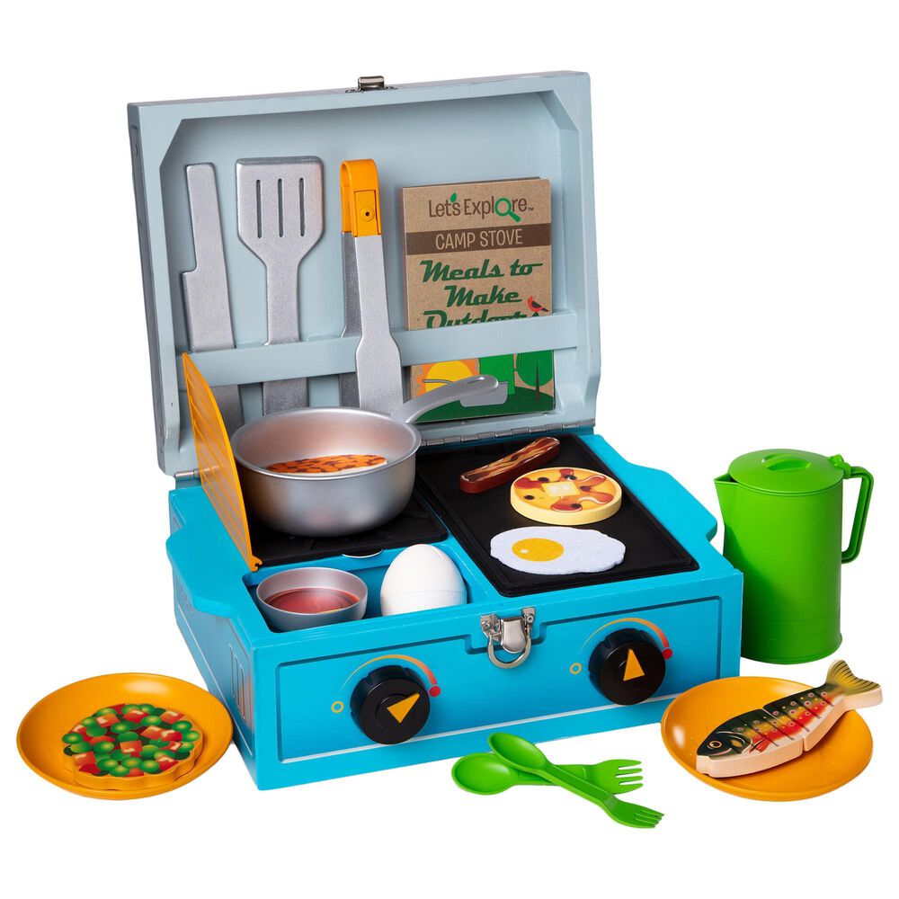 Melissa & Doug Let"s Explore Wooden Camp Stove Play Set, , large