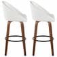 LumiSource Matisse 30" Swivel Barstool with White Faux Leather Upholstery in Walnut and Black (Set of 2), , large