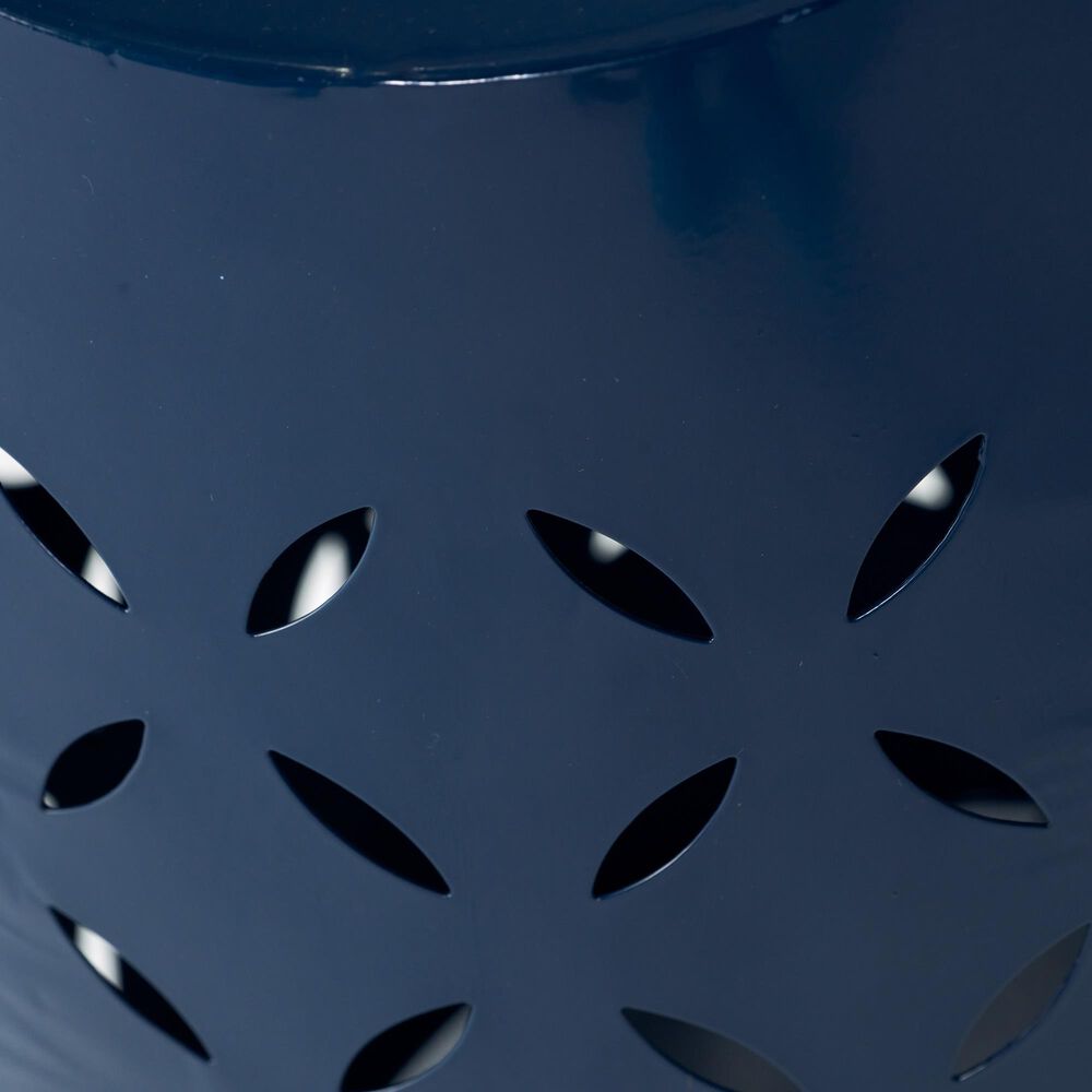 Hearth and Haven Lilac Outdoor Metal Side Table with Cylindrical Design in Dark Blue, , large