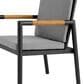 Blue River Crown Outdoor Dining Chair with Dark Gray Cushion in Black and Teak (Set of 2), , large