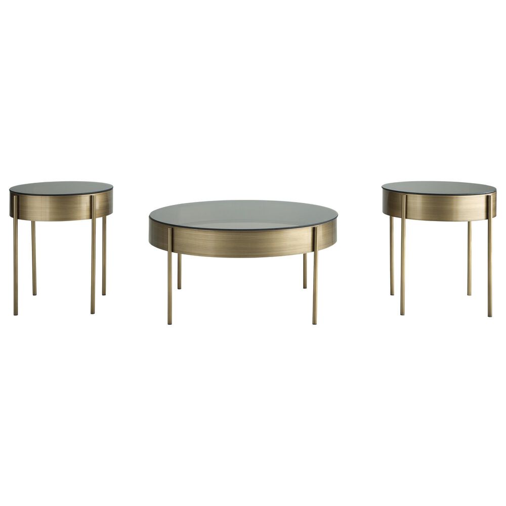 Ashley Jettaya 3-Piece Occasional Table Set in Brushed Brass, , large