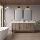 James Martin Vanities Portland 72" Double Bathroom Vanity in Whitewashed Walnut with Single Hole 3 cm White Zeus Quartz Top and Rectangular Sinks, , large